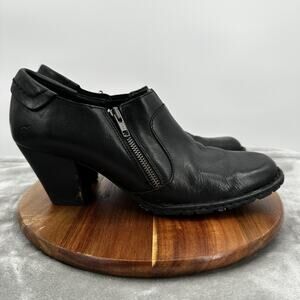 Born Shoes Womens Size 11 Black Leather Heels Booties Zipper Comfort W32501